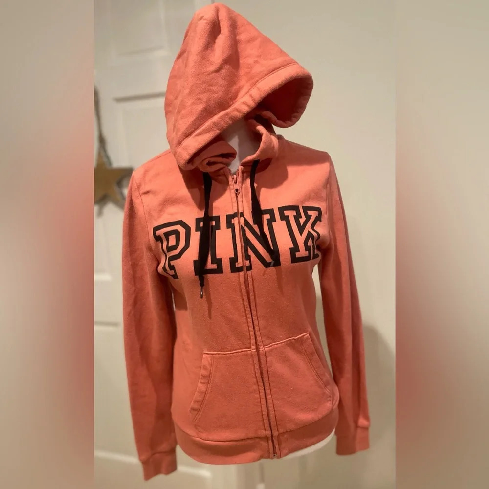 Victorias Secret PINK Everyday Lounge Perfect Full Zip Hoodie XSmall Dusty Coral - Picture 2 of 10